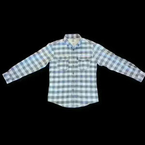 Men's AFTCO Plaid Button Up Shirt Gray White Size S